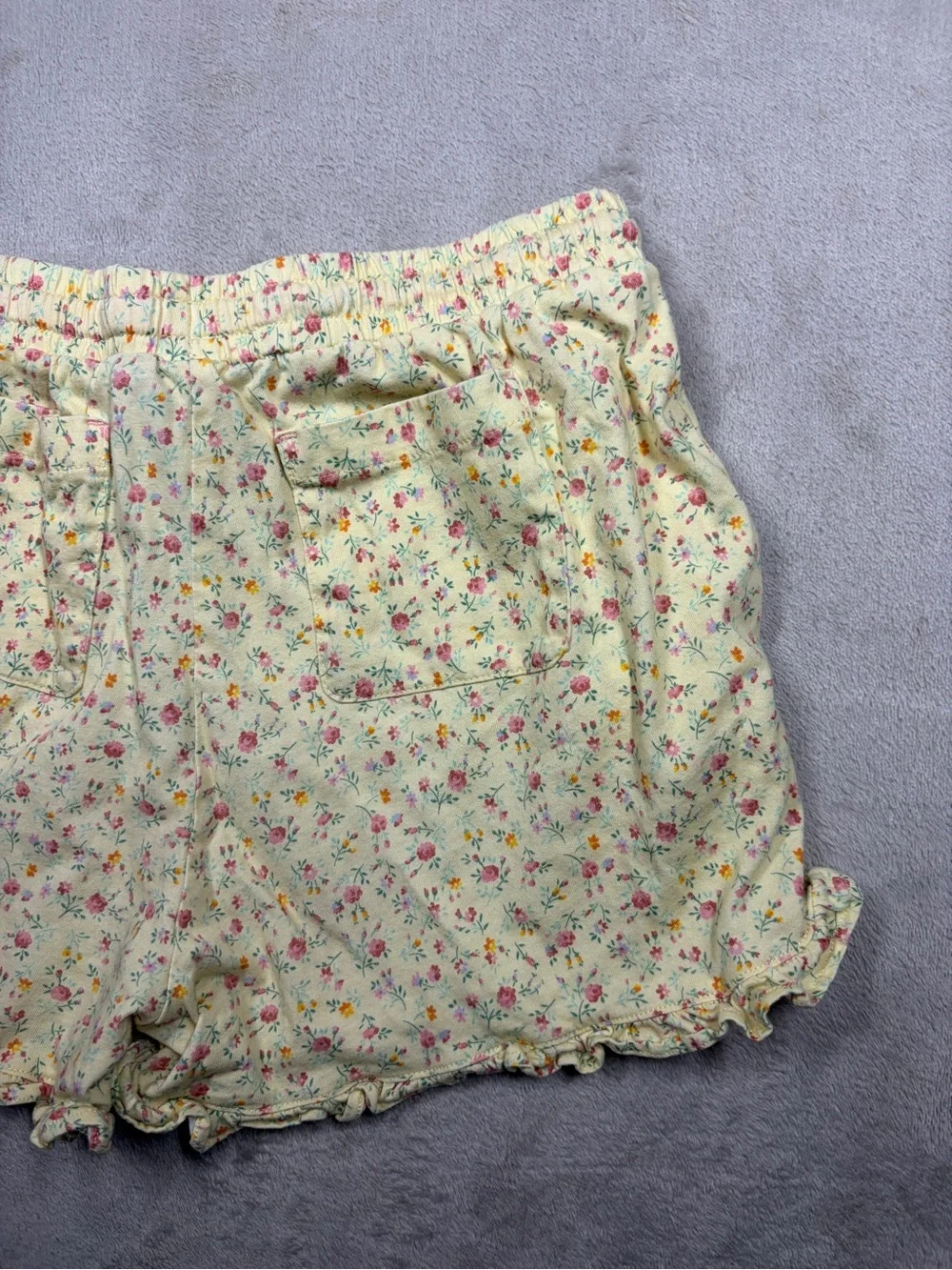 Polo Ralph Lauren Girl’s Ditzy Floral Yellow Ruffle 100% Cotton Shorts Size L